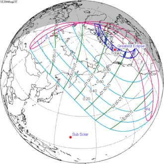 Carte de l'éclipse générale.