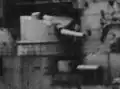 Canons de 17 cm montés dans la tourelle supérieure et la casemate inférieure à tribord du cuirassé allemand SMS Hessen.
