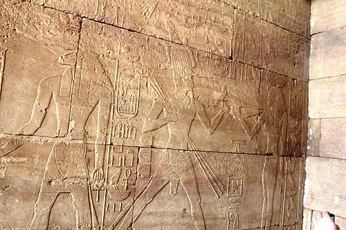 Thoutmôsis III en vainqueur en Nubie. Temple de Koumma (Nubie).Musée national du Soudan