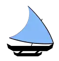 Plan de voile d'un prao Atlantique naviguant vers la droite, vent sortant de l'image.
