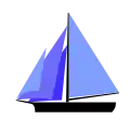 Plan de voile de coutre à gréement bermudien avec trois focs avant.