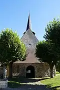 Église de Saint-Aubin (l'entrée et son horloge).