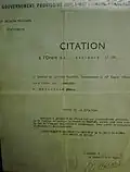 Citation à l'ordre du régiment d'Yvonne Rivoalan (elle reçut également la Croix de guerre avec étoile de bronze).