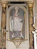 L'église paroissiale : retable du maître-autel, statue de saint Didier.