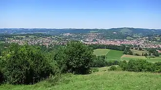 Saint-Lizier et Saint-Girons vus depuis Saudech.