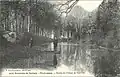 Saint-Jacques-de-la-Lande : les douves du château du Haut-Bois (carte postale E. Mary-Rousselière), vers 1910).