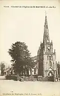 Le clocher de l'église paroissiale (carte postale Émile Hamonic, vers 1910).