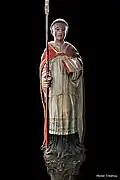 Statue de Saint Méen, bois polychrome du XVIIe siècle dans l’église du Pré-d’Auge dans le Calvados.