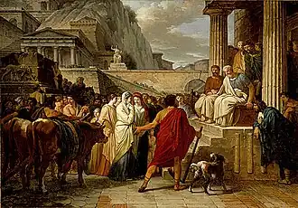 Caius Furius Cressinus accusé de sorcellerie, 1792, huile sur panneau de noyer, 48&nbsp;×&nbsp;68&nbsp;cm, musée d'Art du comté de Los Angeles.