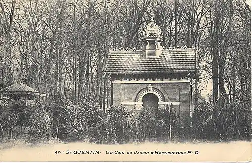 Le premier bâtiment du parc, aujourd'hui disparu, construit en 1870 dans le Jardin d'horticulture .