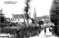 Saint-Séglin : l'église et le presbytère au début du XXe&nbsp;siècle (carte postale).