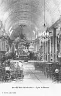 Vue de l’intérieur de l'église au début du XXe&nbsp;siècle.