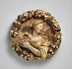 Médaillon d’albâtre par Diego de Tiedra (milieu du XVIe&nbsp;siècle).