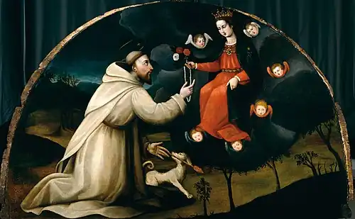 Saint Dominique reçoit le rosaire (avec son atelier).