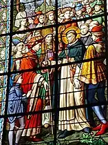 Saint Vincent Ferrier accueilli par le duc Jean V de Bretagne (vitrail de la chapelle absidale).