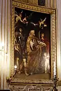 Sur le côté gauche, Saint Grégoire le grand, parmi les saints Maurus et Papias.