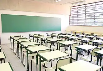 Une salle de classe moderne à São Paulo, Brésil.