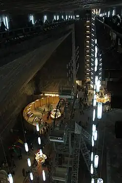 La mine de sel  (vue d'ensemble de la grande salle Rudolf).