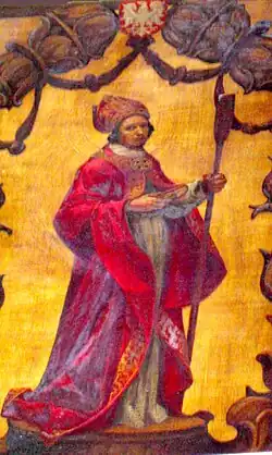 Saint Adalbert de Prague, sur une peinture du XVe&nbsp;siècle.