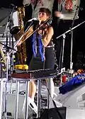 Sarah Neufeld lors de la tournée 2014 d'Arcade Fire