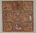 Saraswati Pata. Peinture sur tissu de style jaïn, datée entre 1475 et 1500. En provenance du Goudjarat.