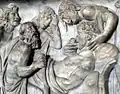 Mort de Méléagre, détail d'un sarcophage romain, v.&nbsp;180, musée du Louvre.