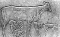 Sarcophage de la reine Khouit, montrant une larme tombée de l'œil d’une vache