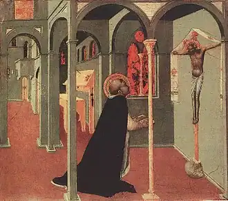 Prière de saint Thomas, pinacothèque Vaticane, panneau de la prédelle de la Maestà dell'Arte della Lana.