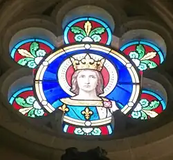 Détail d'un vitrail : Portrait de Saint Louis.