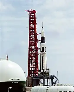 SA-6 sur son pas de tir, avant l'exécution d'un test d'interférences, le 24 avril 1964.