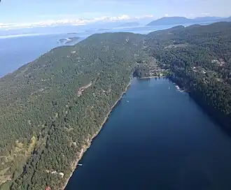 Vue aérienne de l'île Saturna