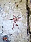 Peinture murale représentant un satyre tenant le thyrse, Ier s. av. J.-C., site archéologique de Baïes.