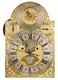 Cadran d'horloge grand-père avec affichage de l'heure vraie, William Scafe, vers 1730 (Inv. 2009-054)