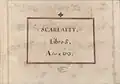 partition manuscrite aux couleurs passées rouge et bleu en bordures