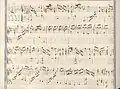 partition manuscrite aux couleurs passées bleu et rouge en bordures