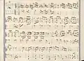 partition manuscrite rehaussée de couleurs bleu et rouge en bordures