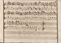 partition manuscrite aux couleurs passées rouge et bleu en bordures