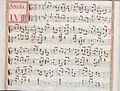partition manuscrite aux couleurs passées rouge et vert en bordures et cadre de titre, titre en rouge