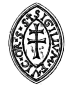 XVIe&nbsp;siècle : sceau d'un vicaire général de l'Ordre ; croix de l'Ordre pattée. Coll. Séguier, no&nbsp;31. Matrice.