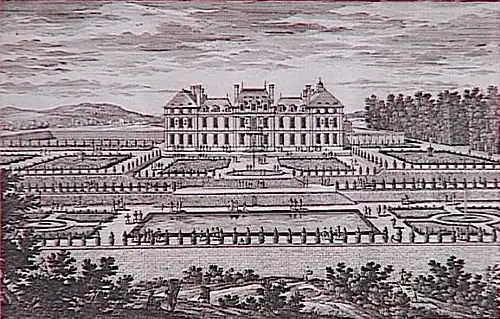 Vue depuis les parterres. Gravure d'Adam Pérelle.