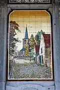 53-61 avenue Louis Bertrand: tableau de céramiques représentant l'ancienne église Saint-Servais