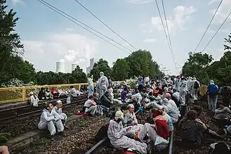 Blocage des lignes de chemin de fer menant à la mine de charbon.