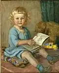 Pastel sur papier de Marie Schnür, Kleines Mädchen mit Bilderbuch