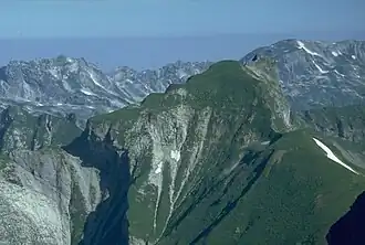 Vue du Himmeleck (premier plan à droite) depuis le sud.