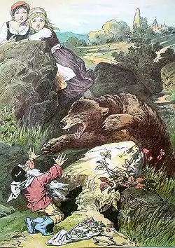 Blanche-Neige et Rose-Rouge (AT 426). Illustr. Alexander Zick.