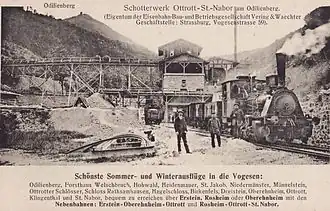 La locomotive T3 Borsig aux carrières d'Ottrott-Saint-Nabor, début du XXe&nbsp;siècle.
