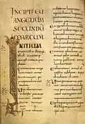 Incipit de l'Évangile selon Marc, Livre de Durrow, traduction latine, Irlande, VIIe siècle