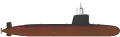 Profil de silhouette du sous-marin de classe Kalvari.