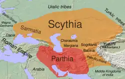Scythes et Parthes (peuples iraniens) vers -100