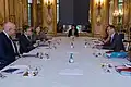 Emmanuel Bonne (à droite) face à Antony Blinken, secrétaire d'État américain, en 2021.